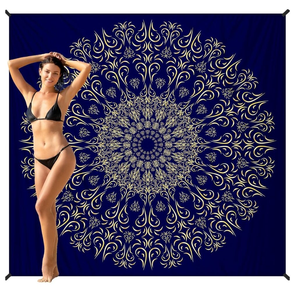 Big Beach Blanket for 1-4 adults Sandproof Waterproof 78''X81'' - Picture 1 of 5